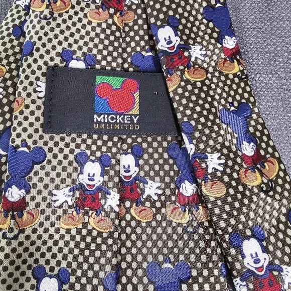 Mickey unlimited Multi Colored Front And Back Of Mickey Pattern Men's Tie - Picture 5 of 7